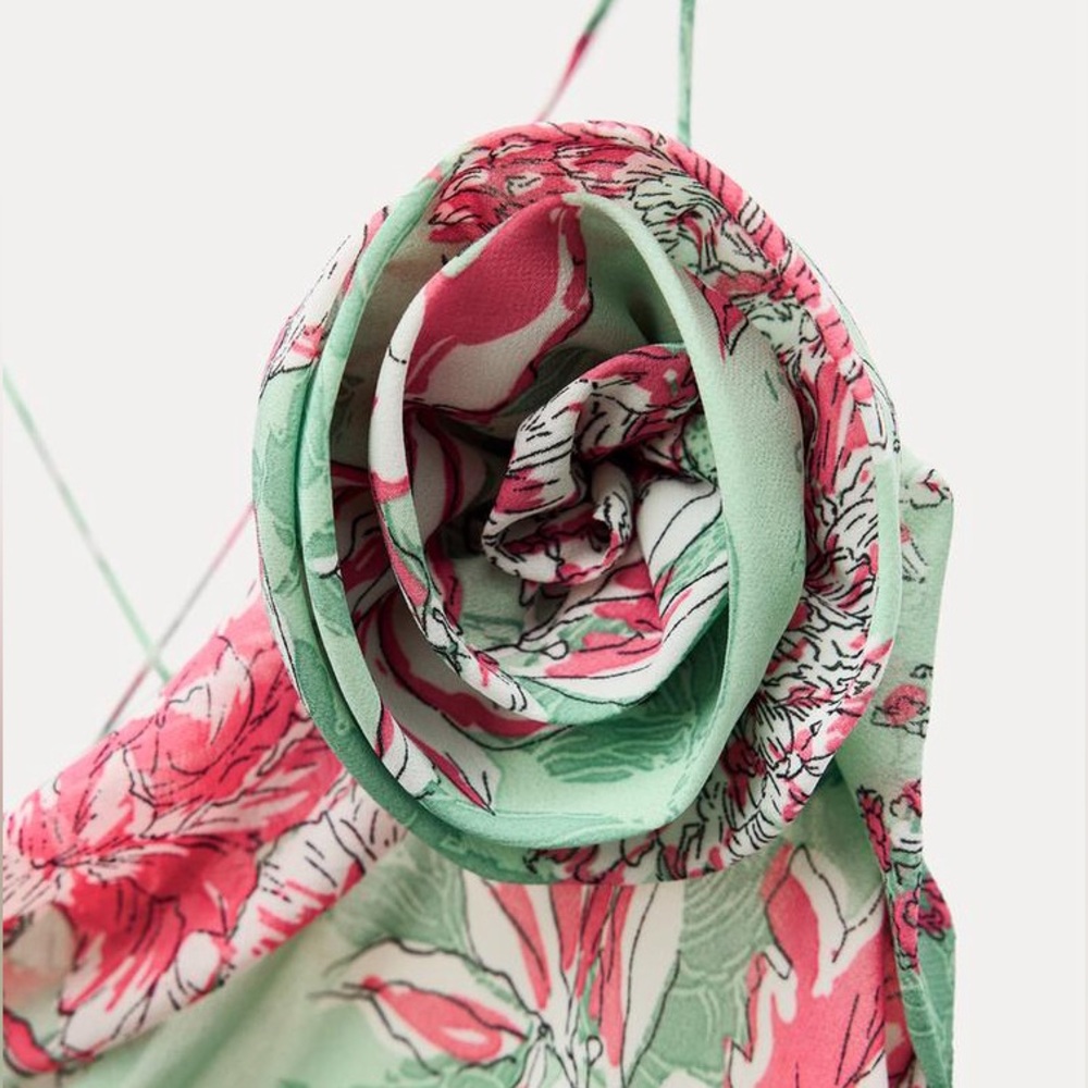 Zara Floral Print Slip Dress S - Picture 8 of 9